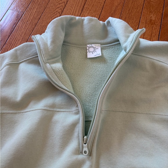 Light Green Offline by Aerie Quarter Zip Sweatshirt - Picture 5 of 10